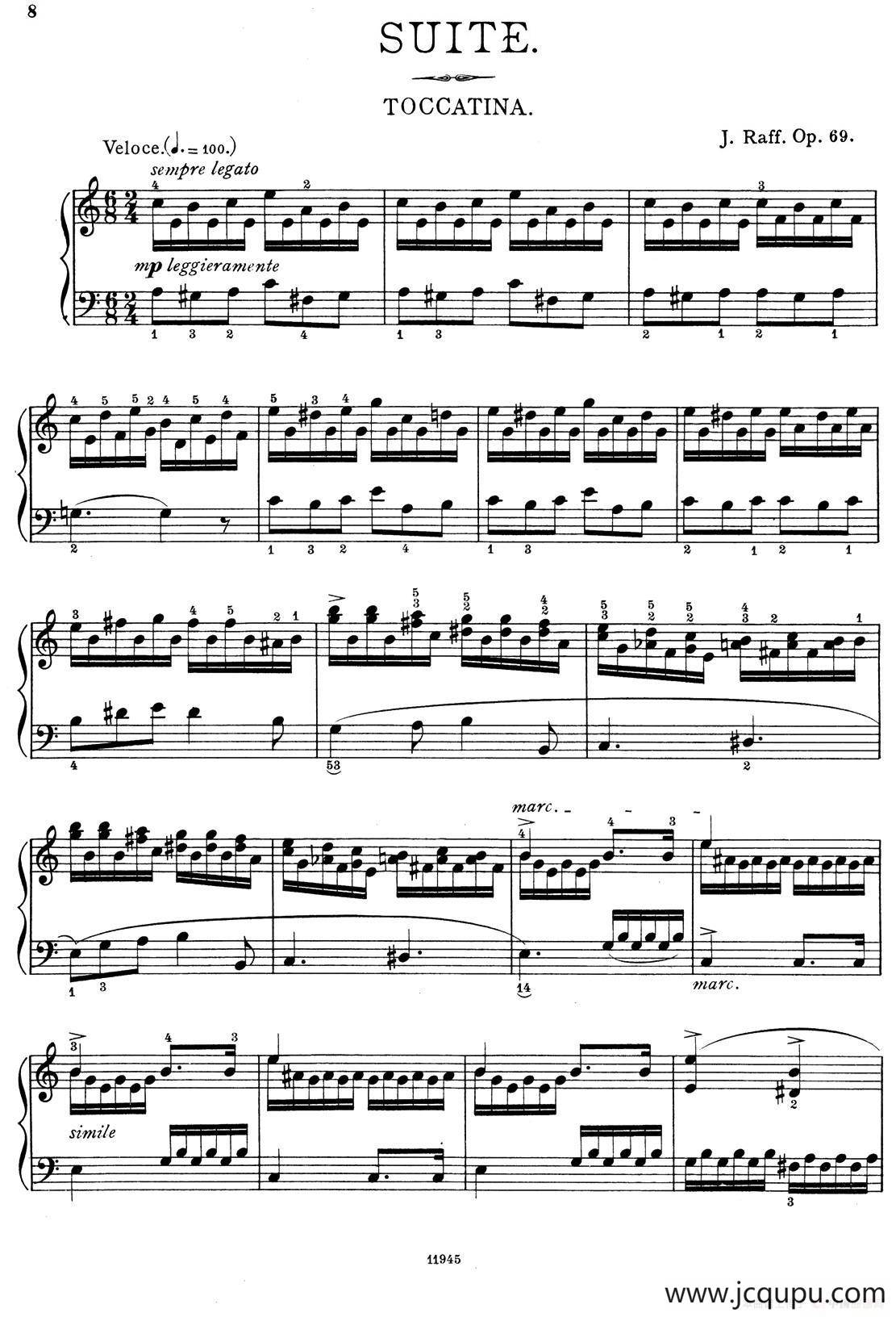 a小调第一组曲 Op.69（3、TOCCATINA）简谱