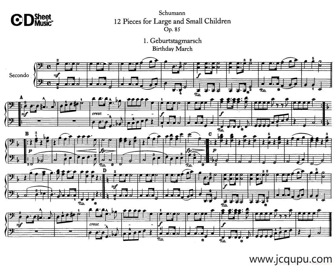12首为孩子们而作的四手联弹曲 Op.85（四手联弹）（1）简谱