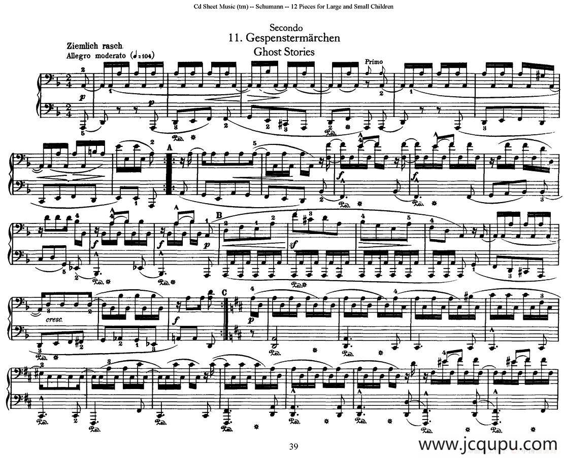 12首为孩子们而作的四手联弹曲 Op.85（四手联弹）（11）简谱