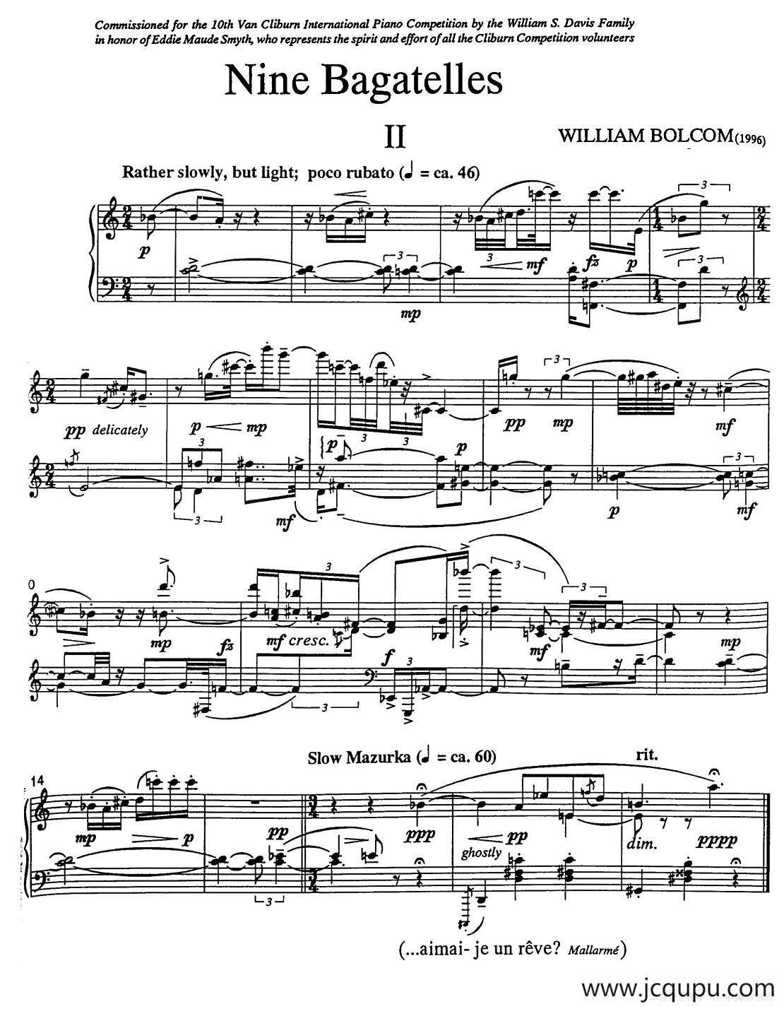 Nine Bagatelles （9首小品）（Ⅱ）简谱