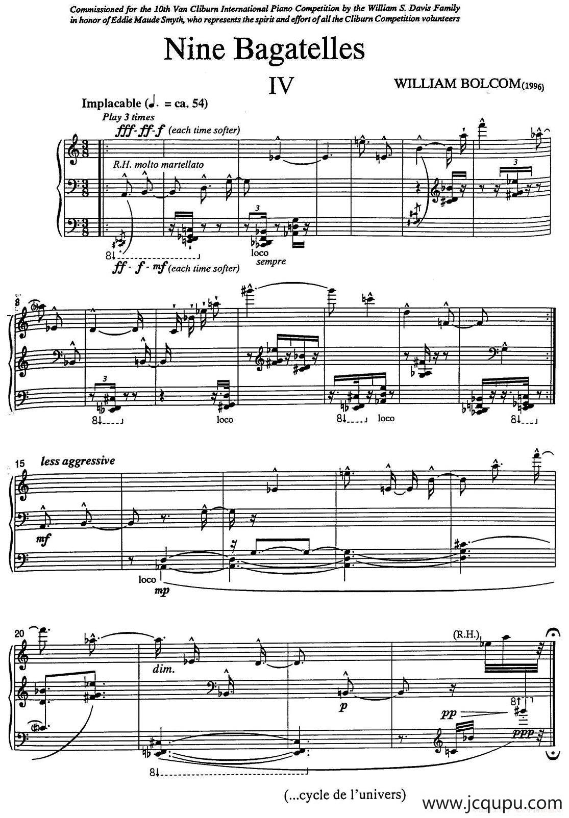 Nine Bagatelles （9首小品）（Ⅳ）简谱