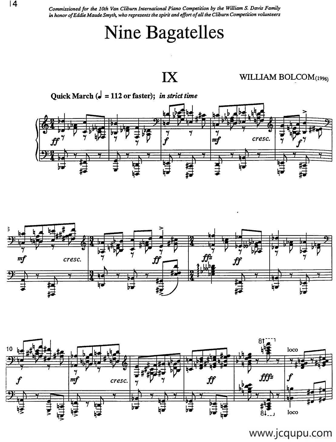 Nine Bagatelles （9首小品）（Ⅸ）简谱