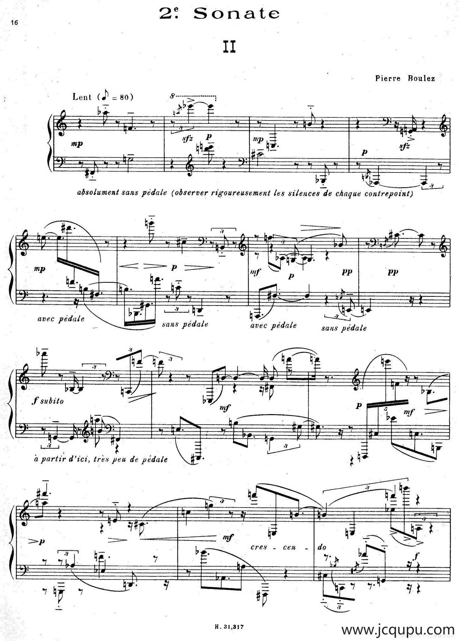 布莱兹第二钢琴奏鸣曲（Ⅱ）简谱