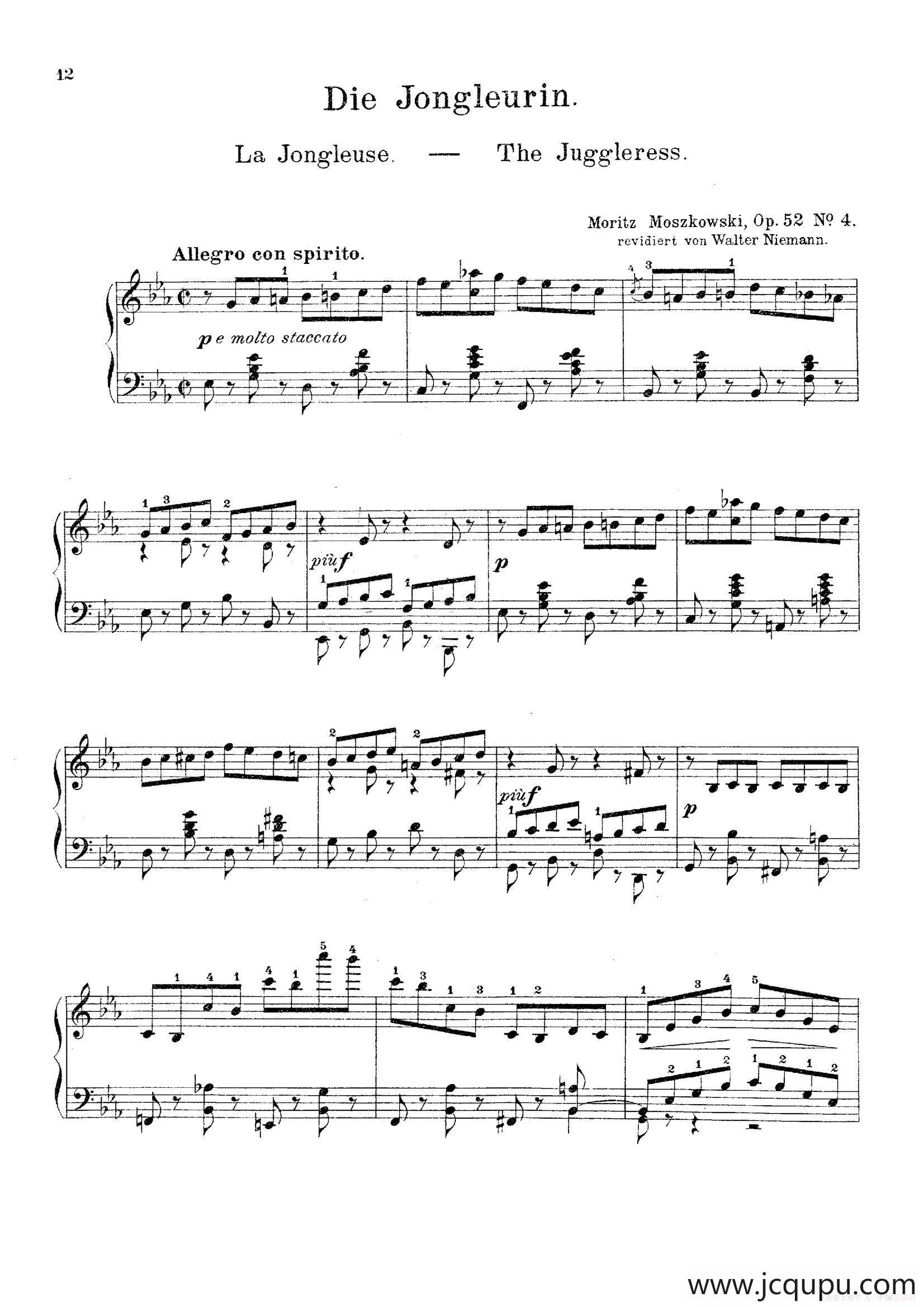 Die Jongleurin Op.52 No.4（女丑角）简谱