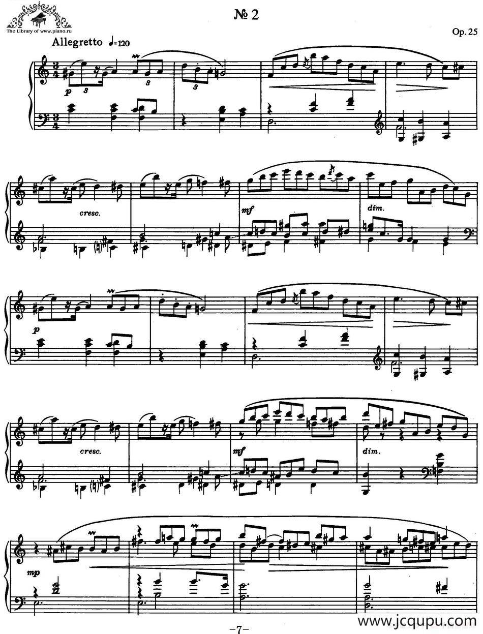 9首玛祖卡舞曲 Op.25（No.2）简谱