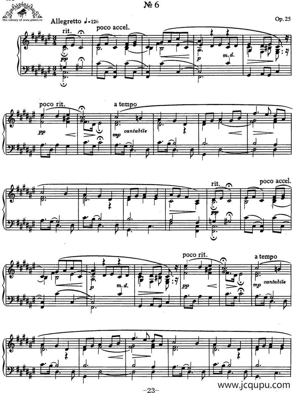 9首玛祖卡舞曲 Op.25（No.6）简谱