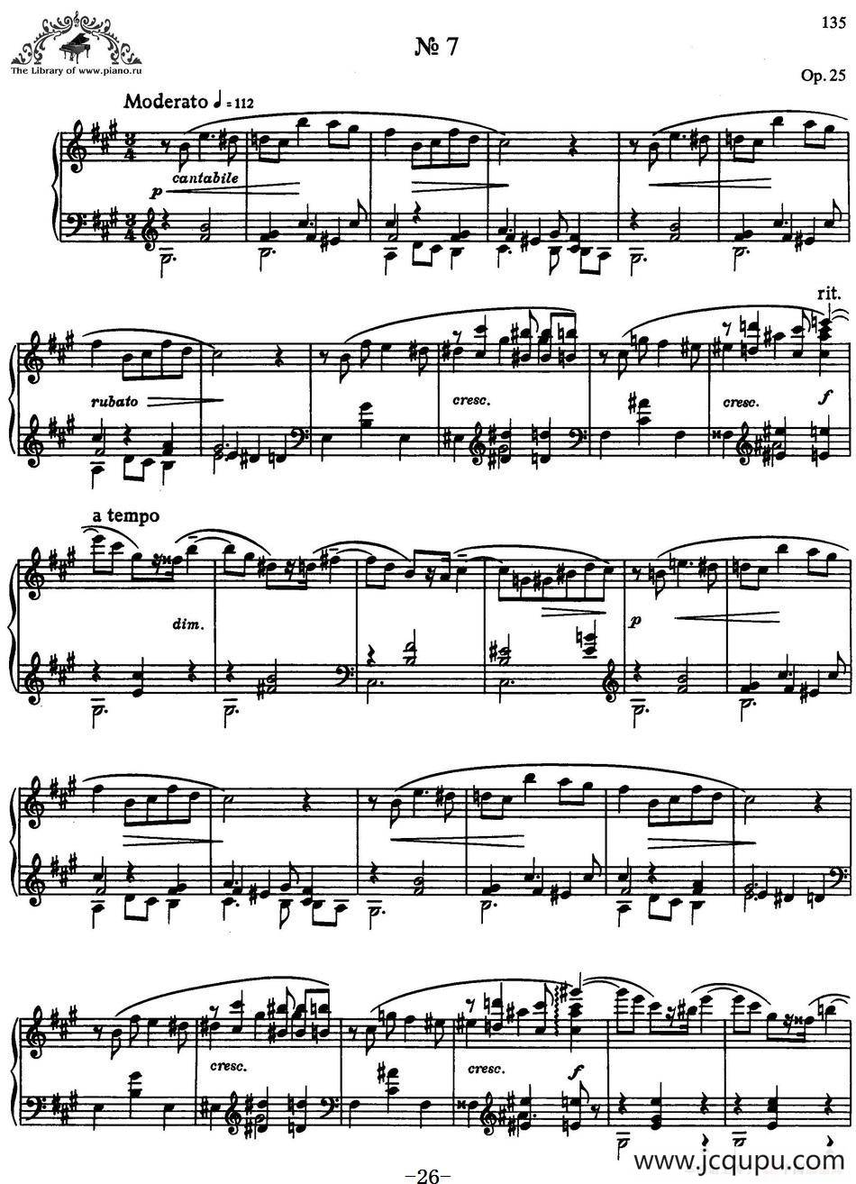 9首玛祖卡舞曲 Op.25（No.7）简谱