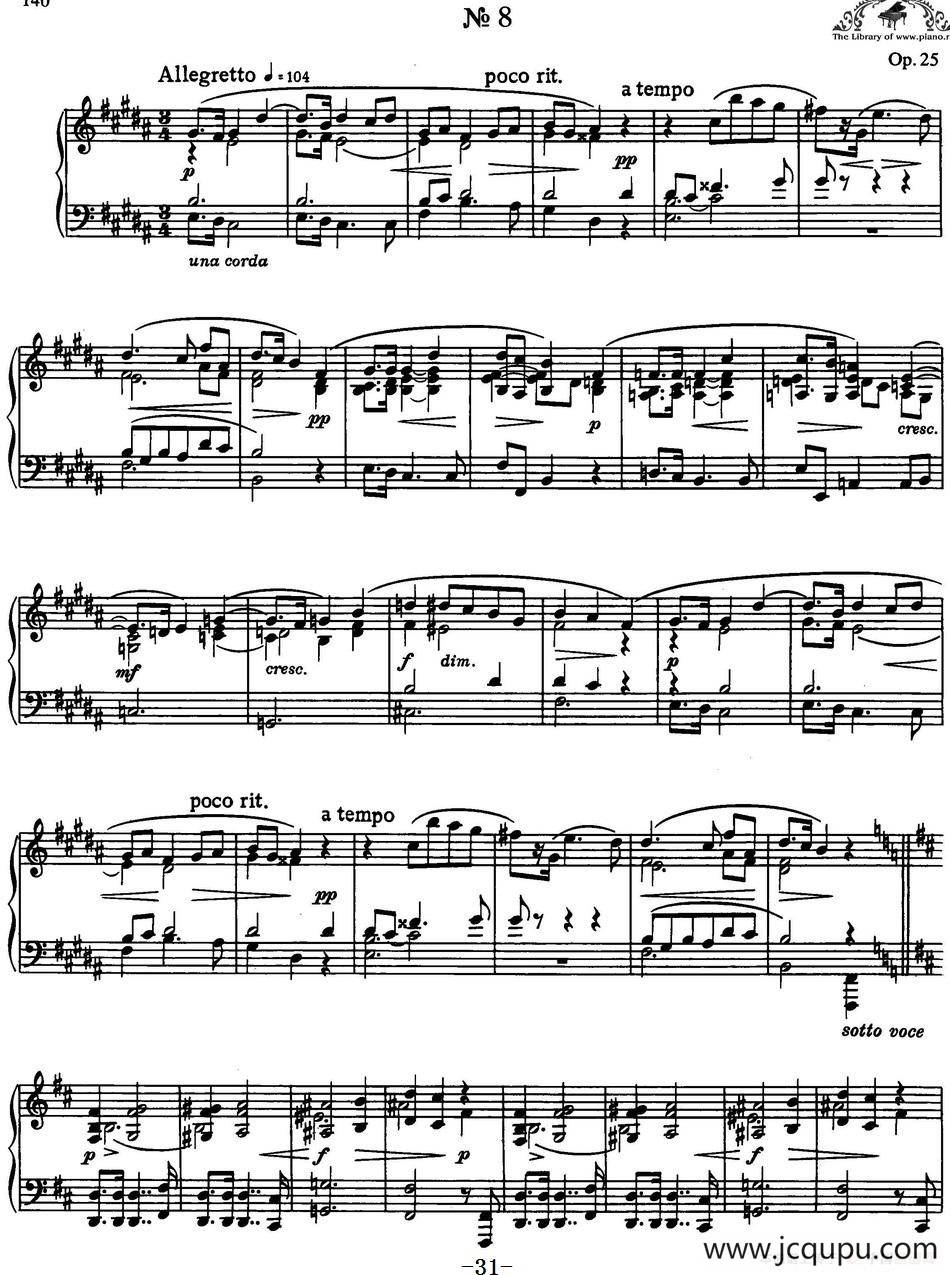 9首玛祖卡舞曲 Op.25（No.8）简谱