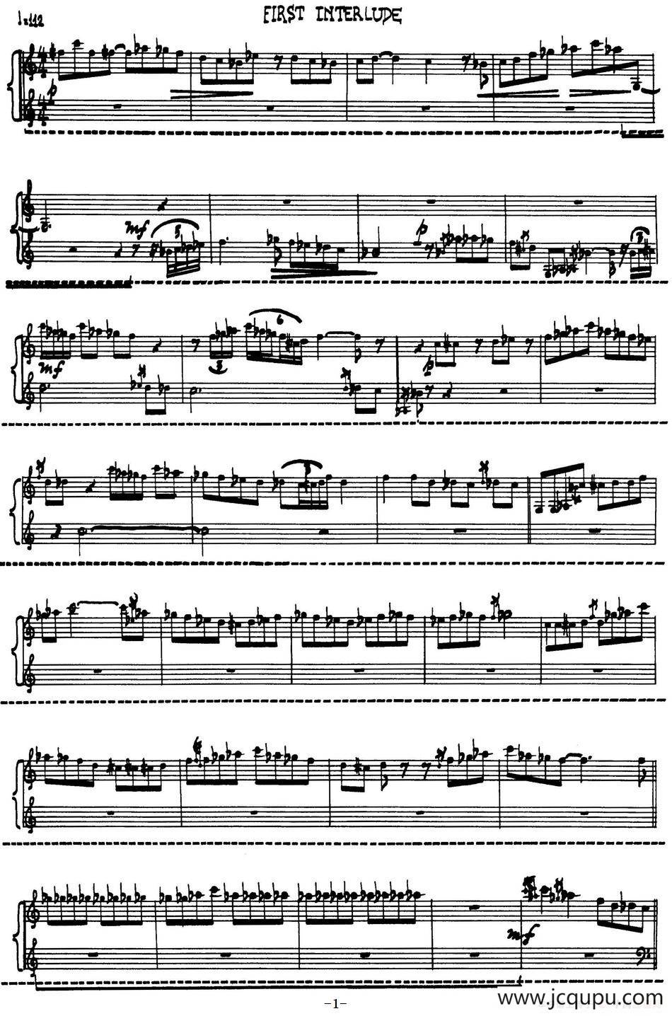 为加料钢琴而作的奏鸣曲与间奏曲（EIRST INTERLUDE）简谱