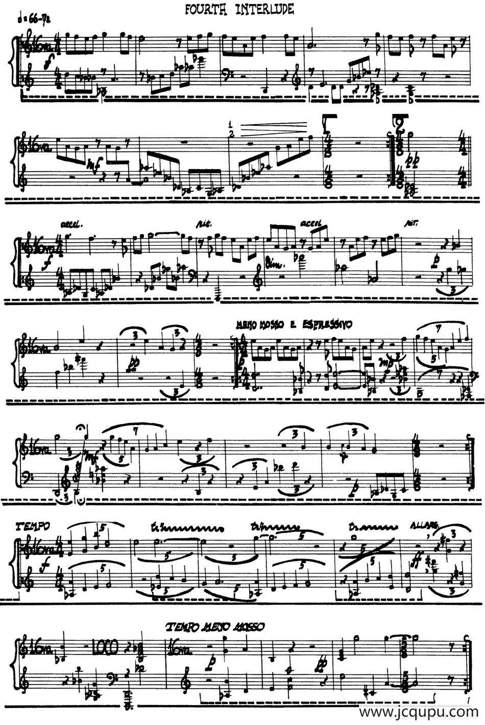 为加料钢琴而作的奏鸣曲与间奏曲（FOURTH INTERLUDE）简谱