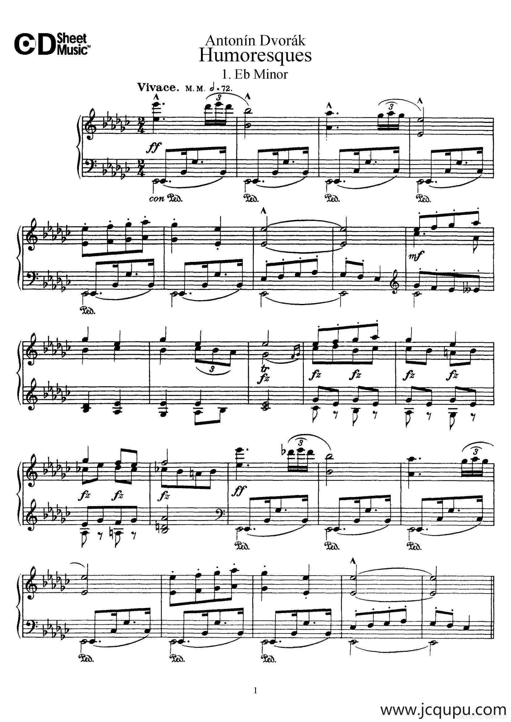 8 Humoresques Op.101（8首幽默曲·1）简谱