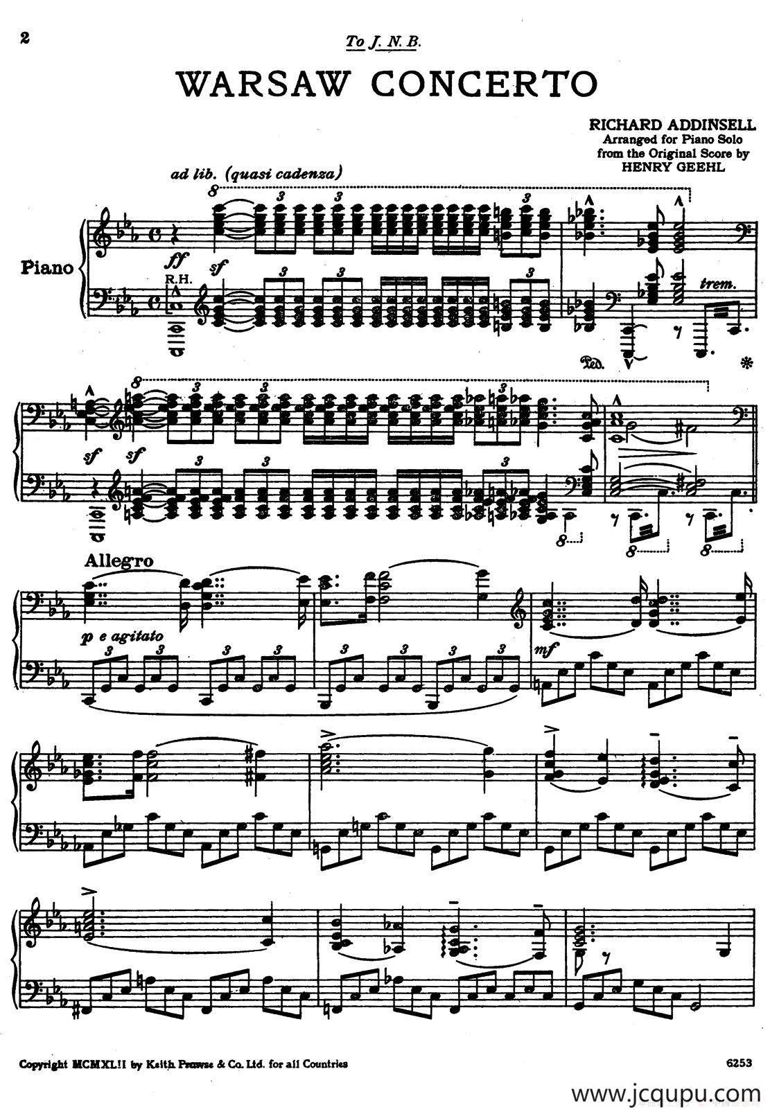 Warsaw Concerto（华沙协奏曲）简谱