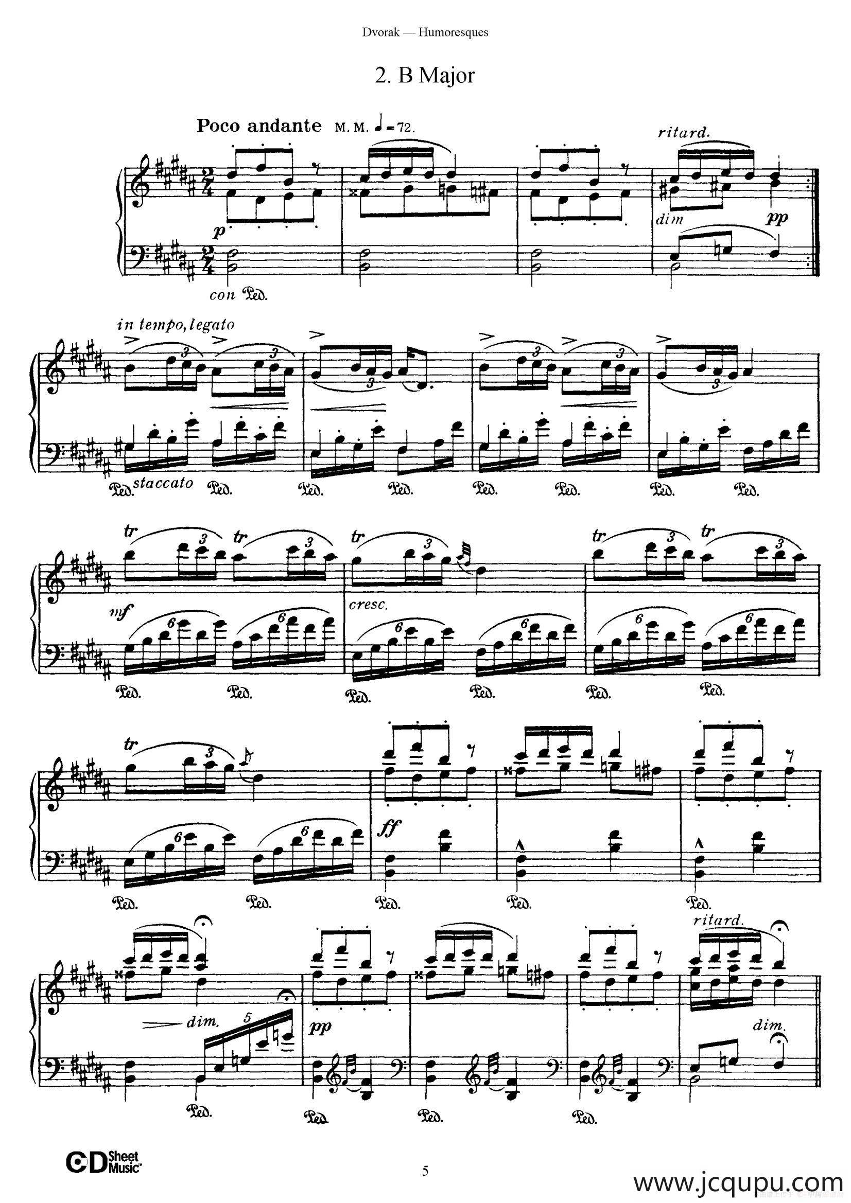 8 Humoresques Op.101（8首幽默曲·2）简谱