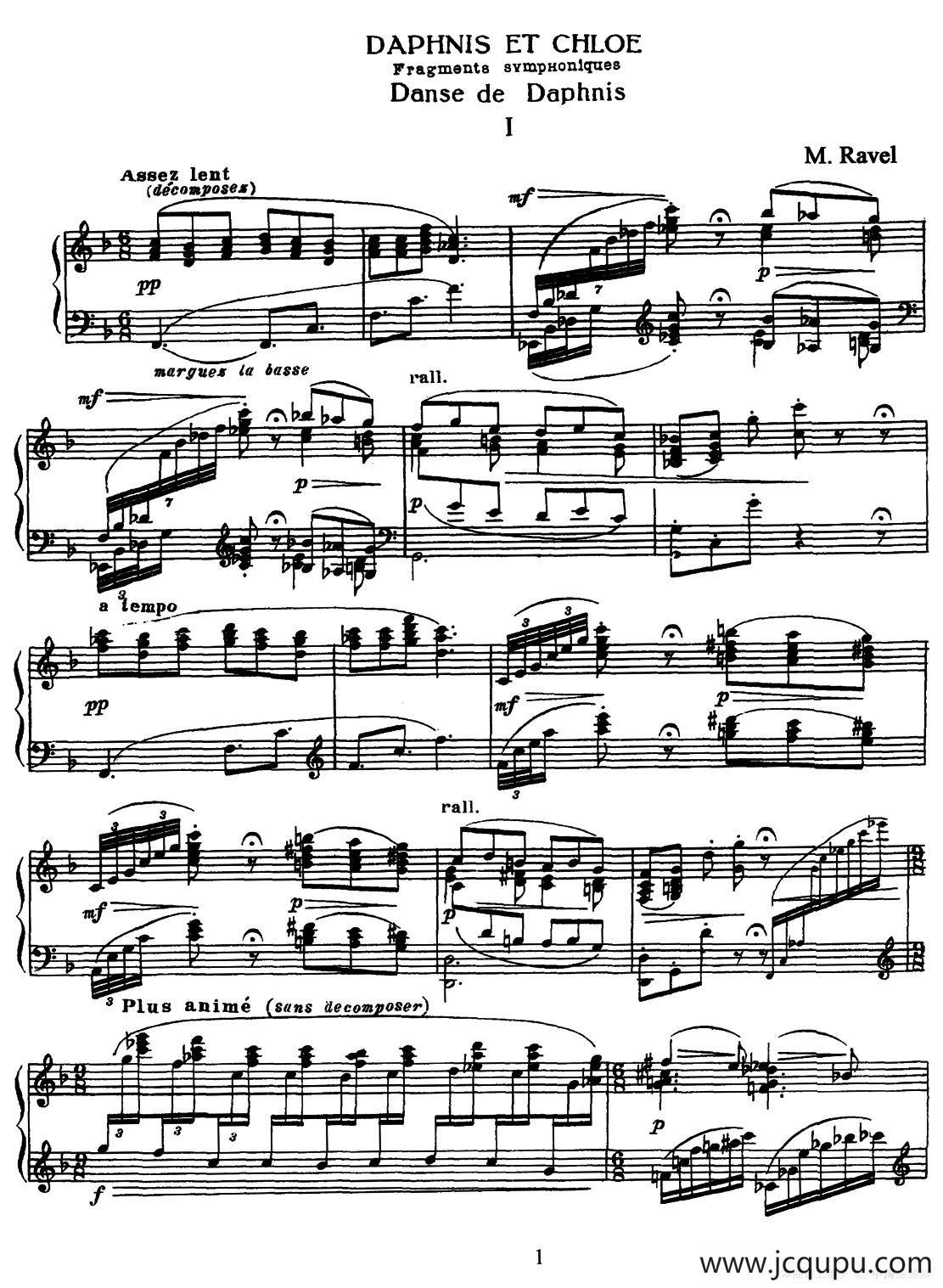 Daphnis et Chloe（达夫尼斯与赫洛亚）（Ⅰ）简谱