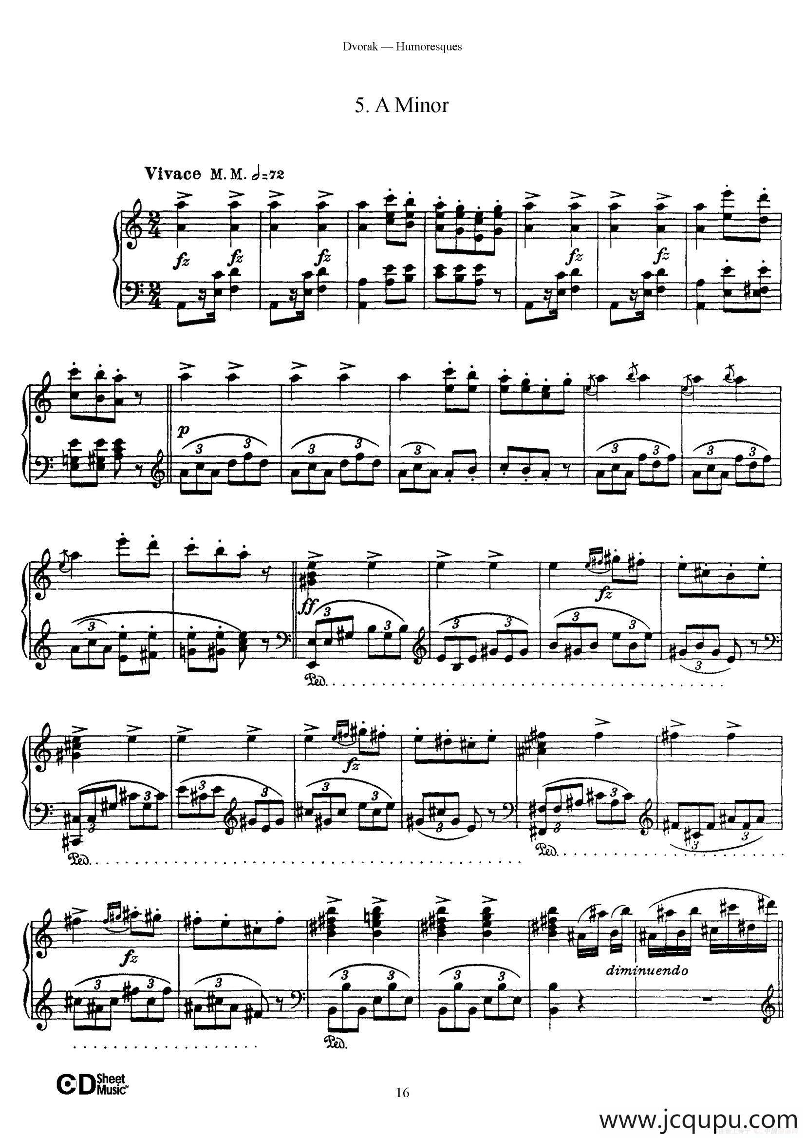 8 Humoresques Op.101（8首幽默曲·5）简谱