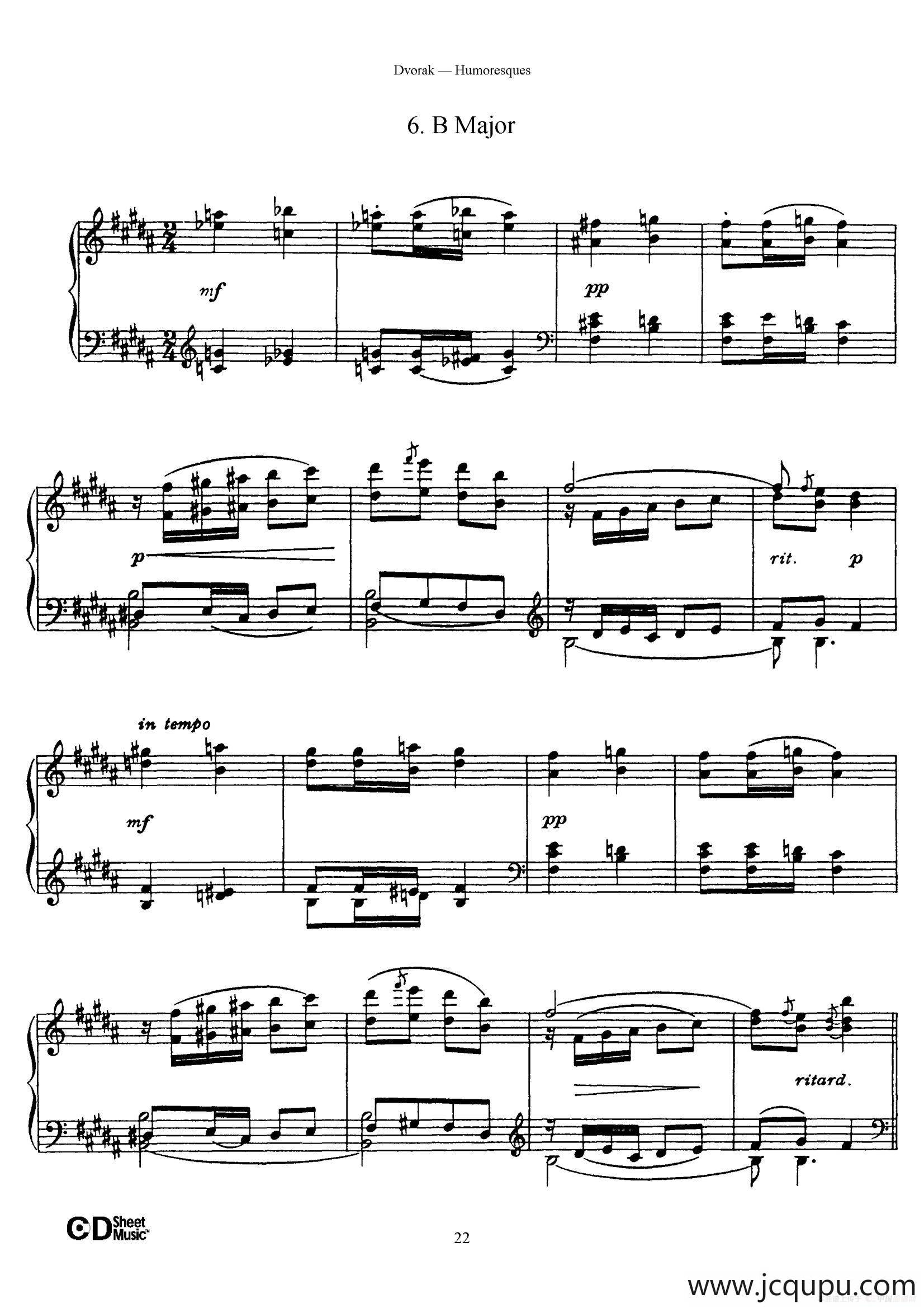 8 Humoresques Op.101（8首幽默曲·6）简谱