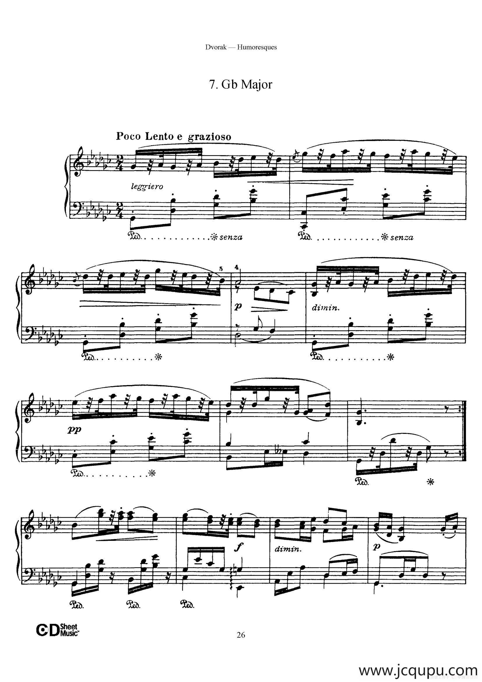 8 Humoresques Op.101（8首幽默曲·7）简谱