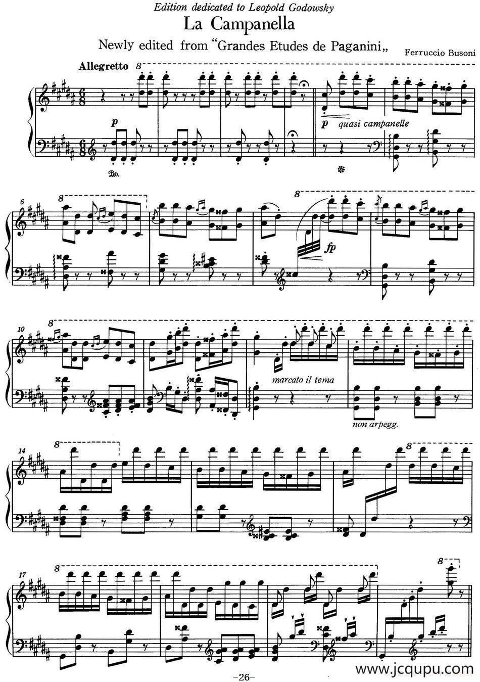 6首帕格尼尼大练习曲（La Campanella）简谱