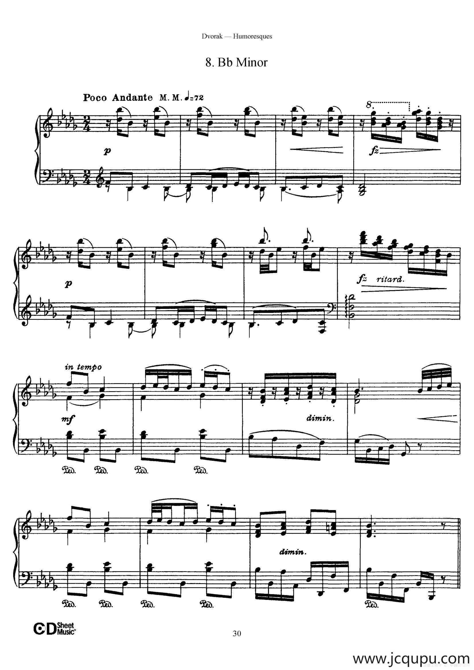 8 Humoresques Op.101（8首幽默曲·8）简谱