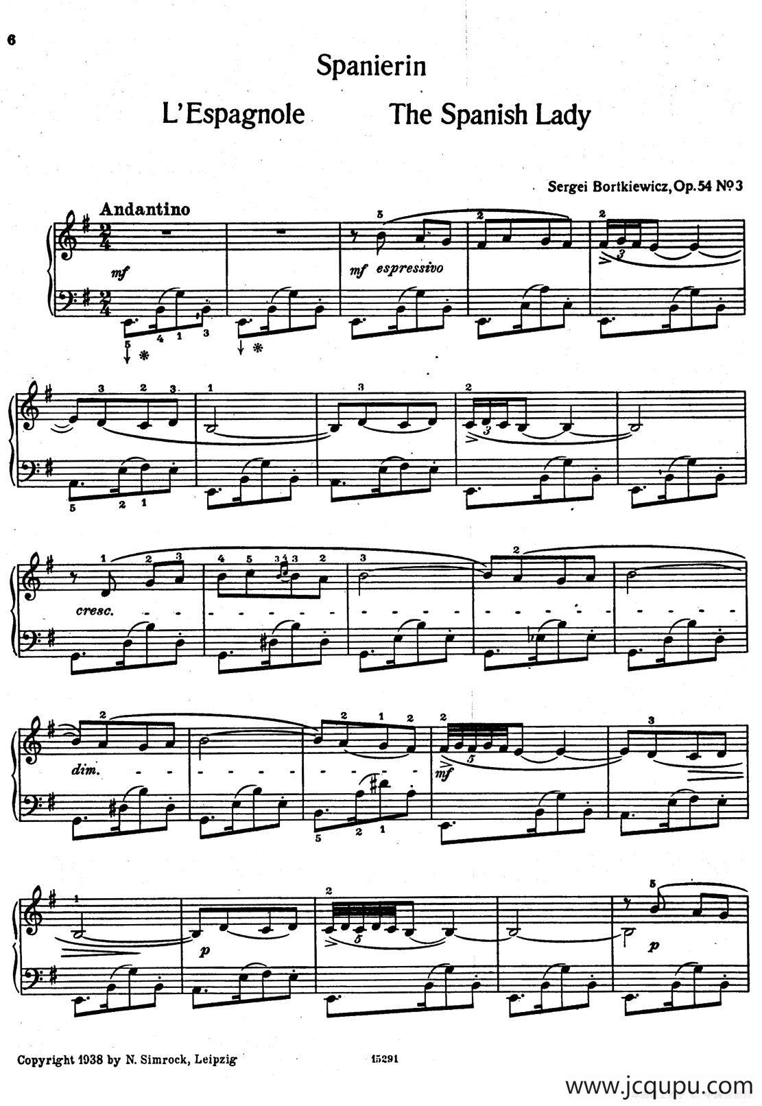 9首简易小品“玩偶” （9 Easy Pieces Op.54）（3）简谱