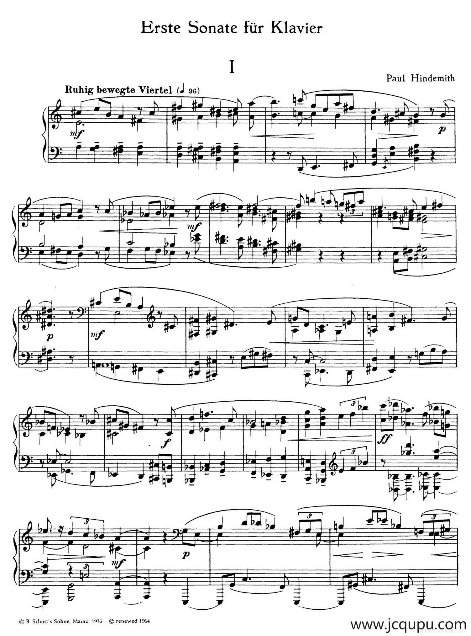 Piano Sonata No.1（第一钢琴奏鸣曲·Ⅰ）简谱