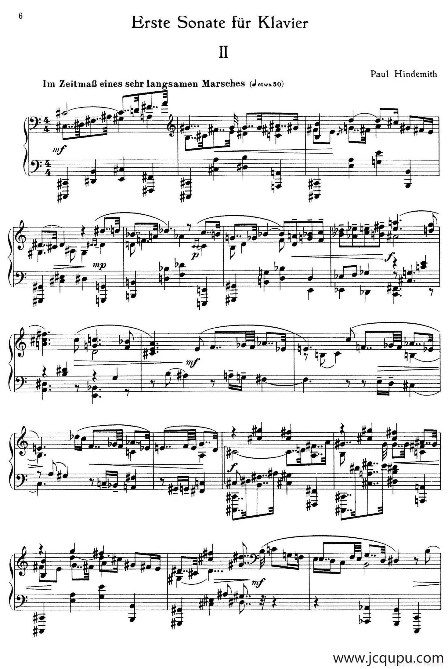 Piano Sonata No.1（第一钢琴奏鸣曲·Ⅱ）简谱