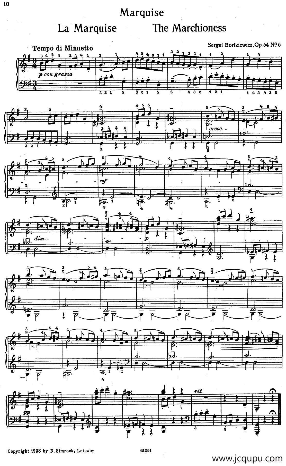 9首简易小品“玩偶” （9 Easy Pieces Op.54）（6）简谱