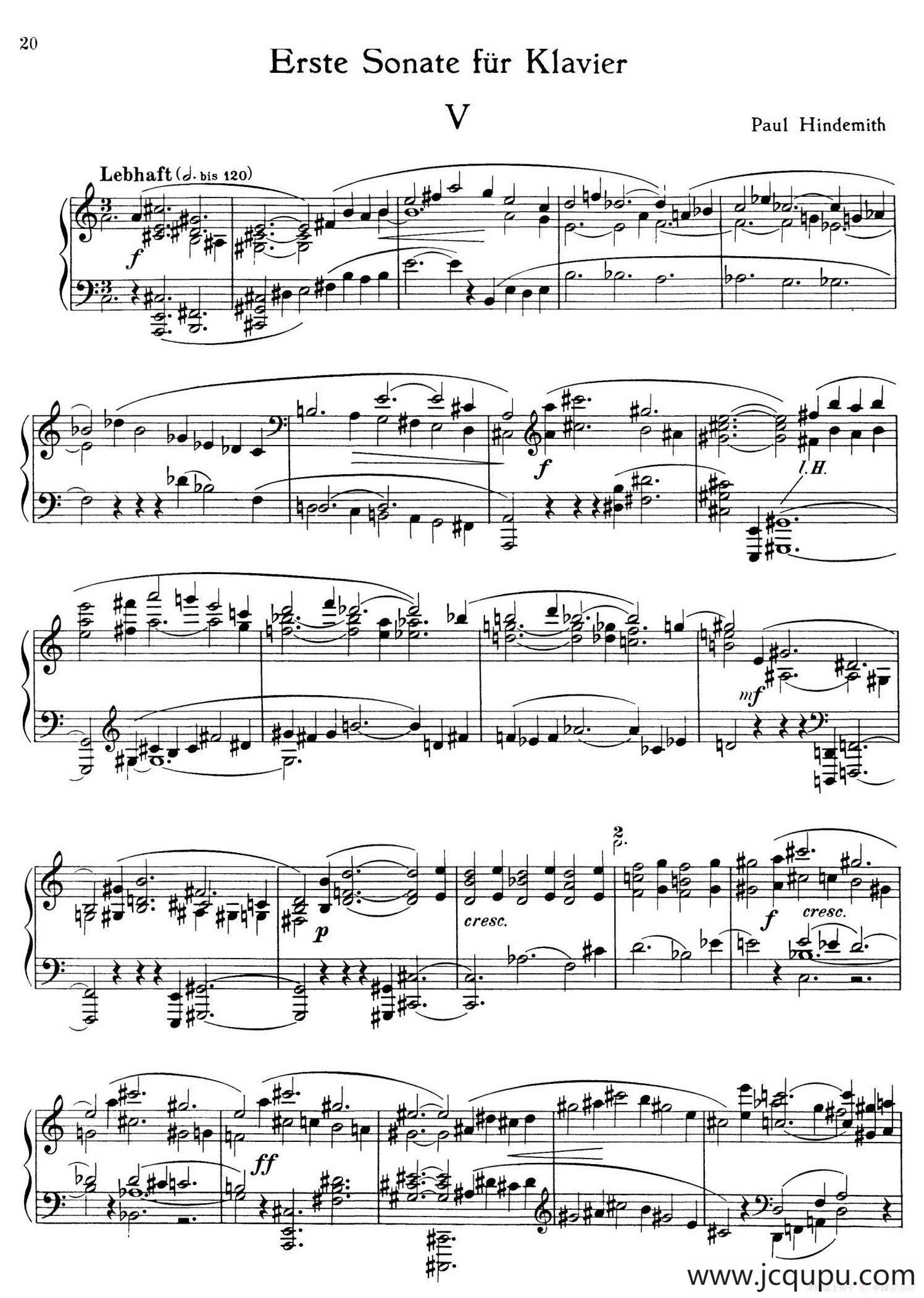 Piano Sonata No.1（第一钢琴奏鸣曲 Ⅴ）简谱