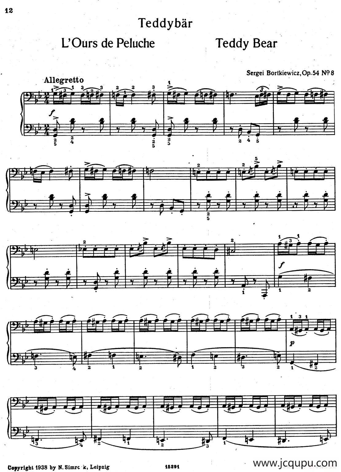 9首简易小品“玩偶” （9 Easy Pieces Op.54）（8）简谱