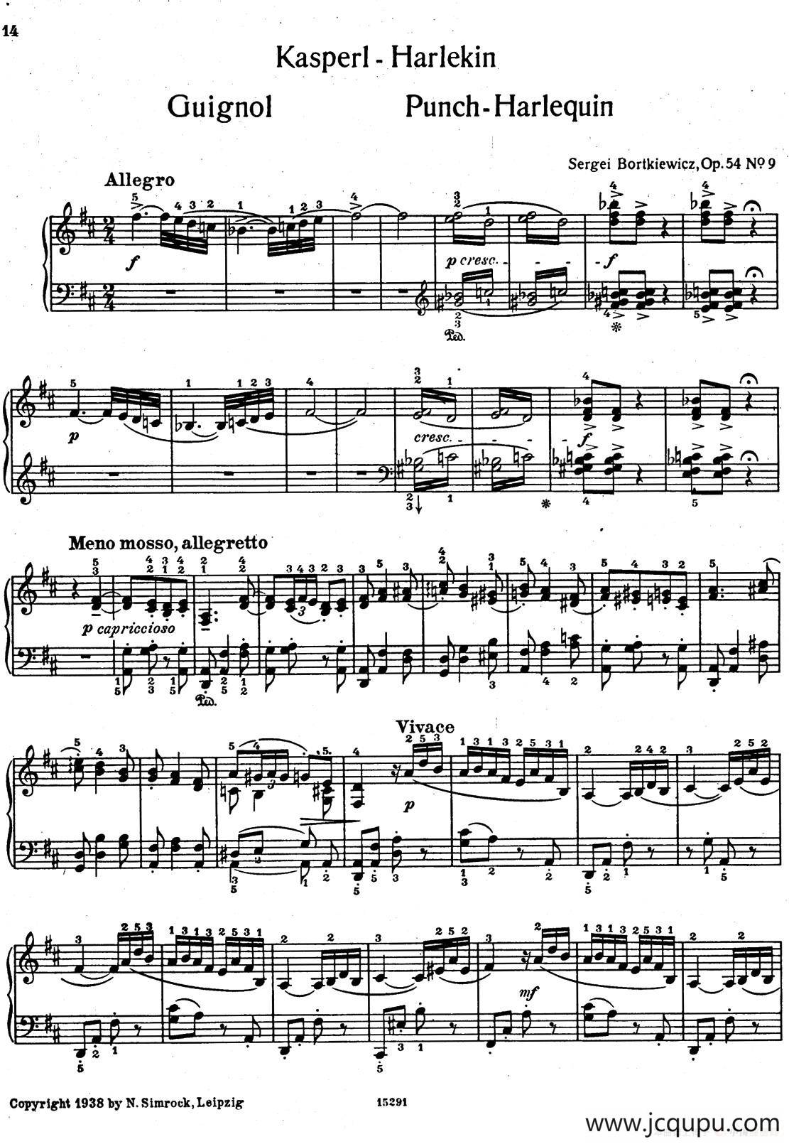 9首简易小品“玩偶” （9 Easy Pieces Op.54）（9）简谱