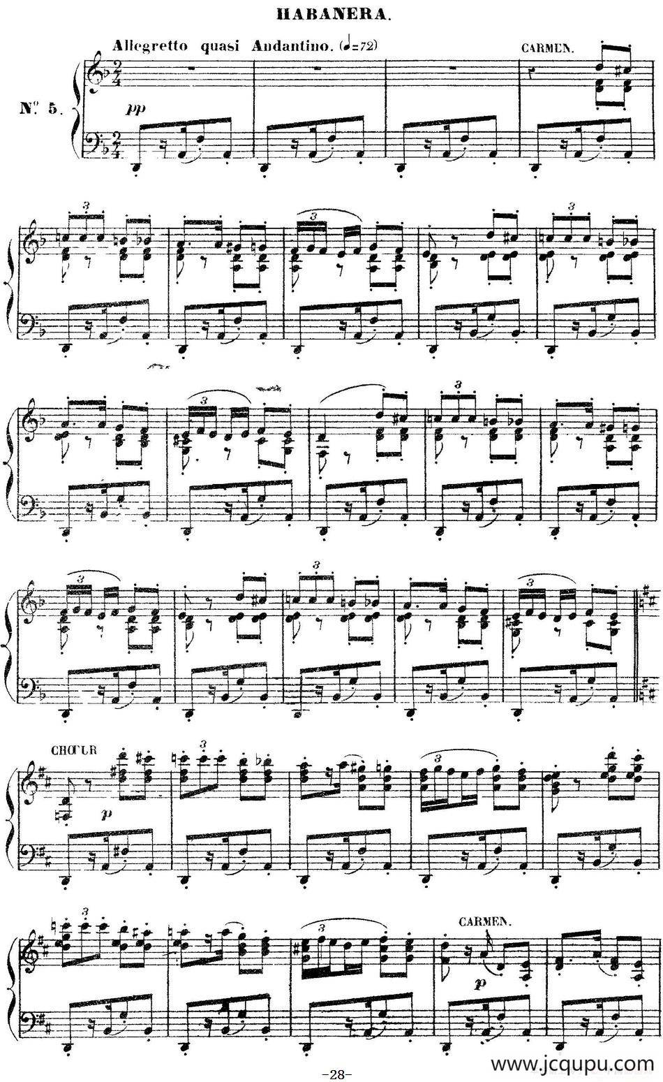 Carmen for Solo Piano（卡门全剧钢琴独奏版）（No.5）简谱
