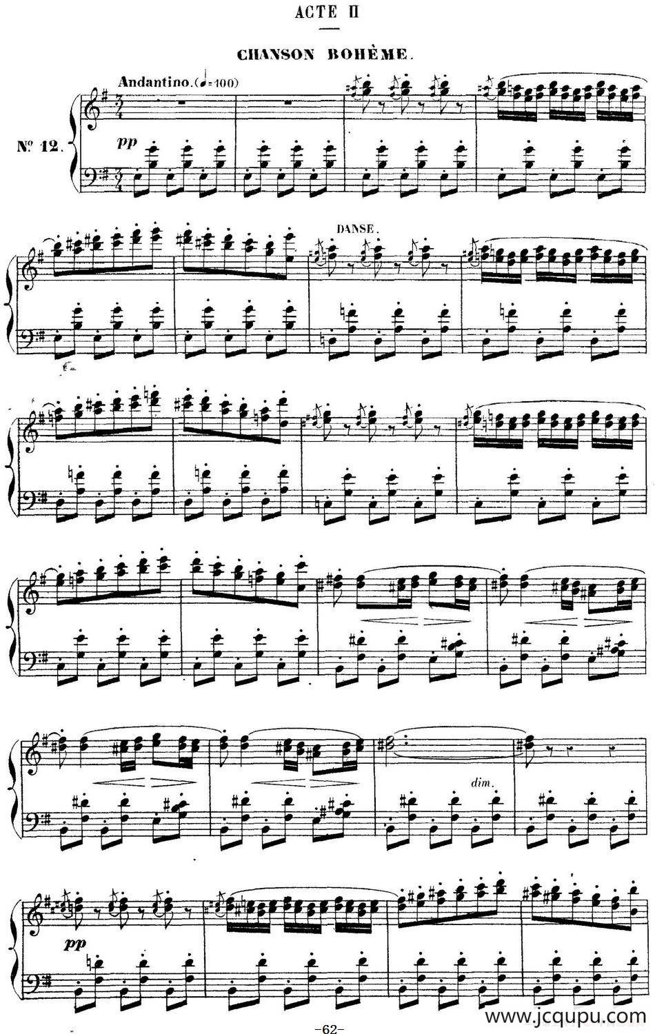 Carmen for Solo Piano（卡门全剧钢琴独奏版）（No.12）简谱