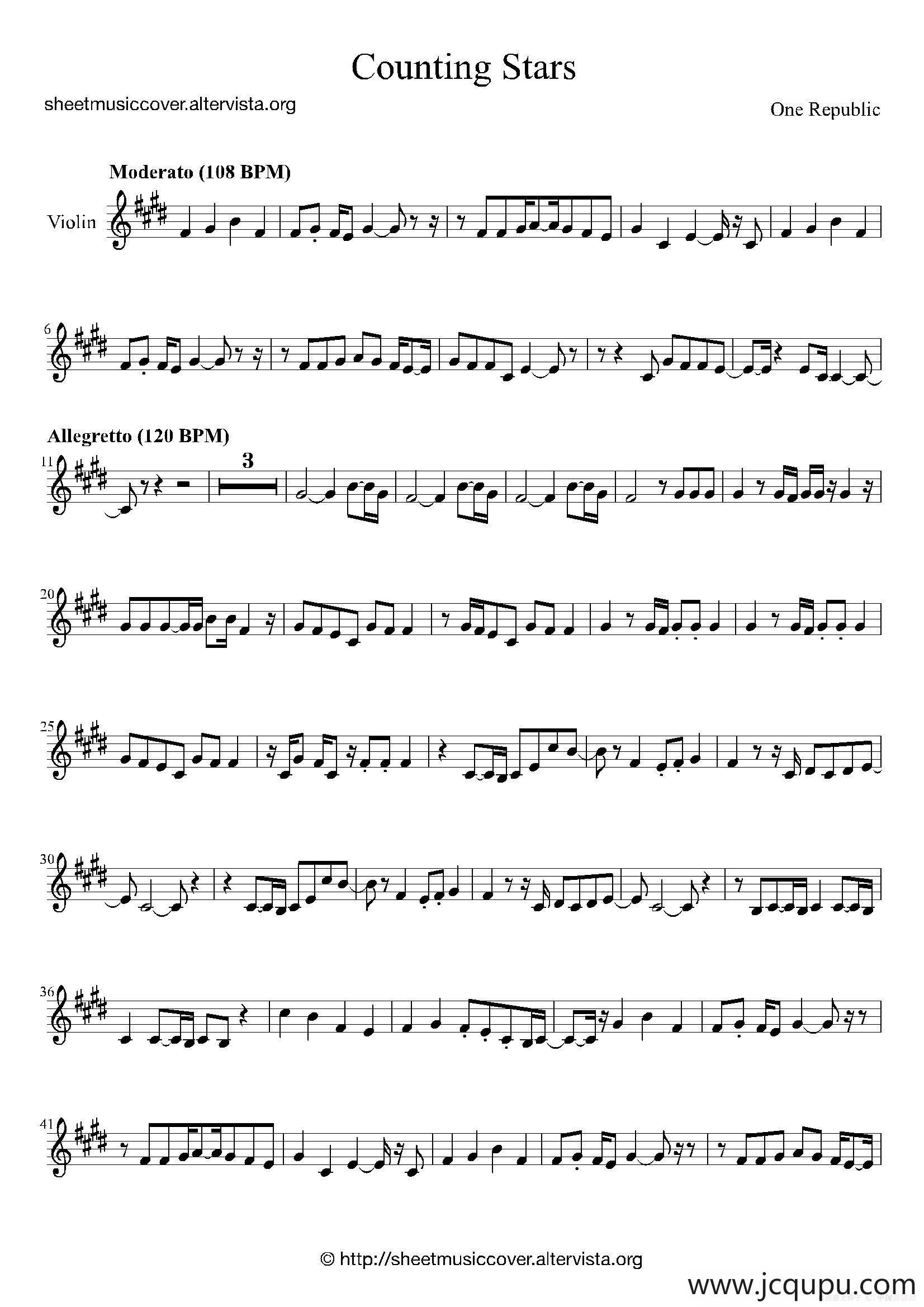 Counting Stars简谱