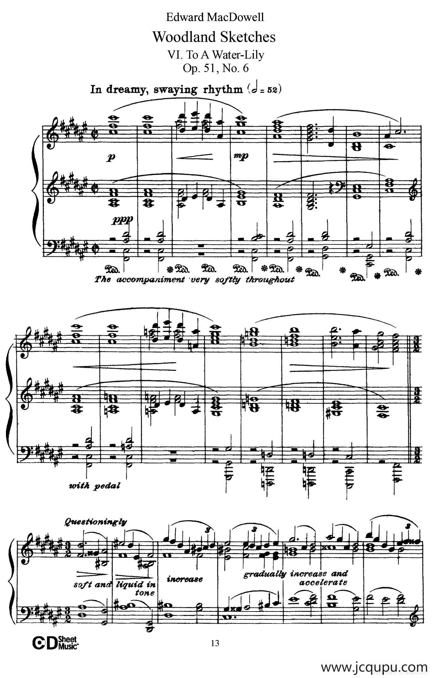 Woodland Sketches Op.51（森林素描·6）简谱