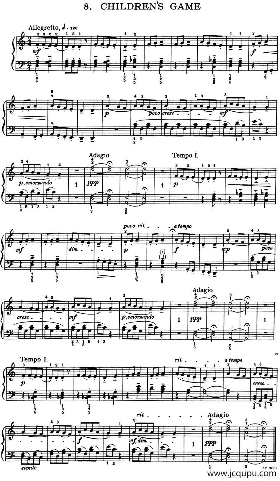 For Children Sz.42（献给孩子们·8）简谱