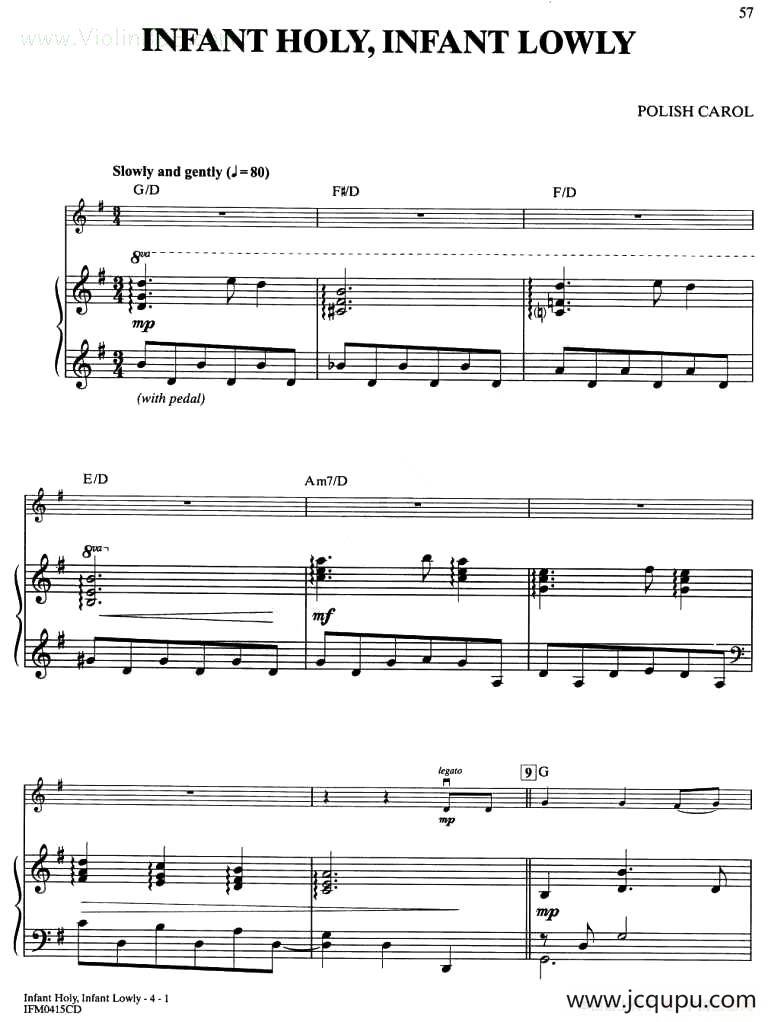 INFANT HOLY, INFANT LOWLY（钢琴伴奏谱）简谱