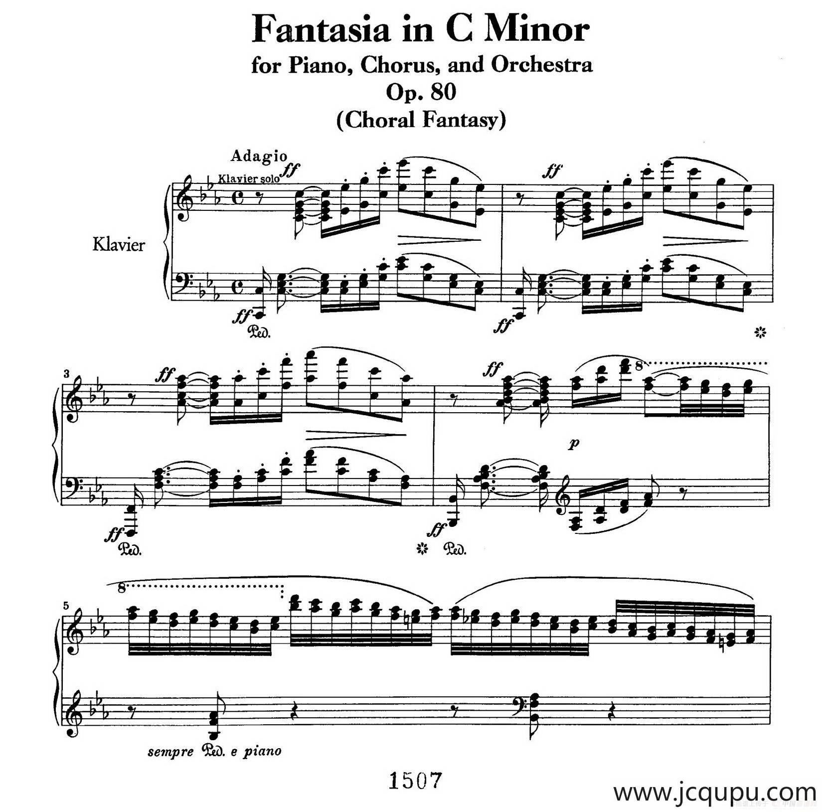 Choral Fantasia in c Minor Op.80（c小调合唱幻想曲·钢琴独奏版）简谱