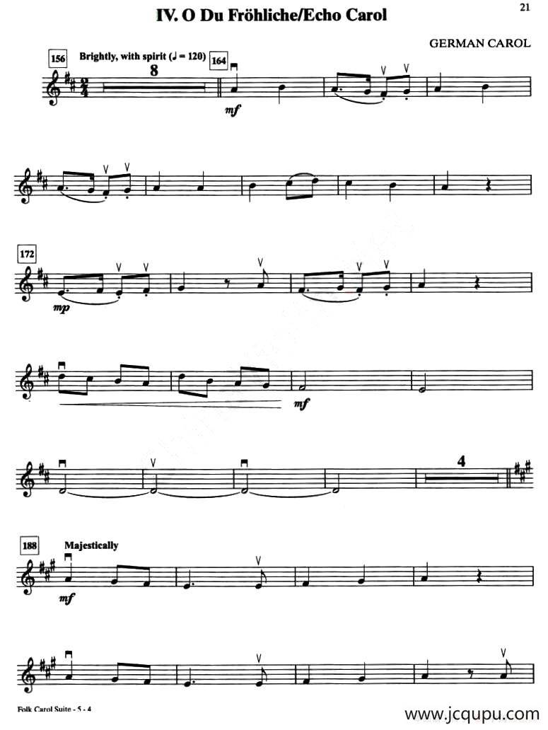  IV.O DU FROHLICHE／ECHO CAROL（小提琴分谱）简谱