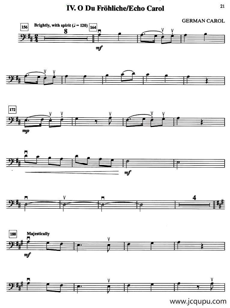 IV.O DU FROHLICHE／ECHO CAROL（大提琴分谱）简谱