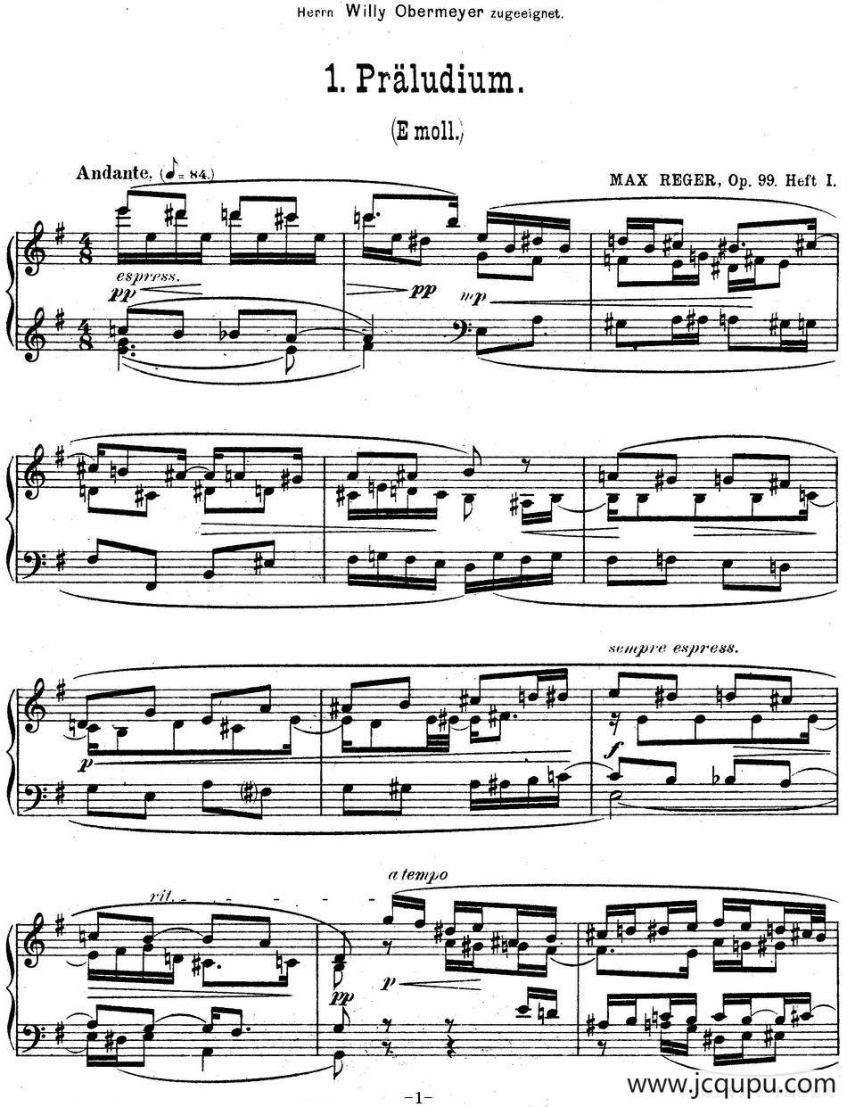 6 Preludes and Fugues Op.99（6首前奏曲与赋格·1）简谱