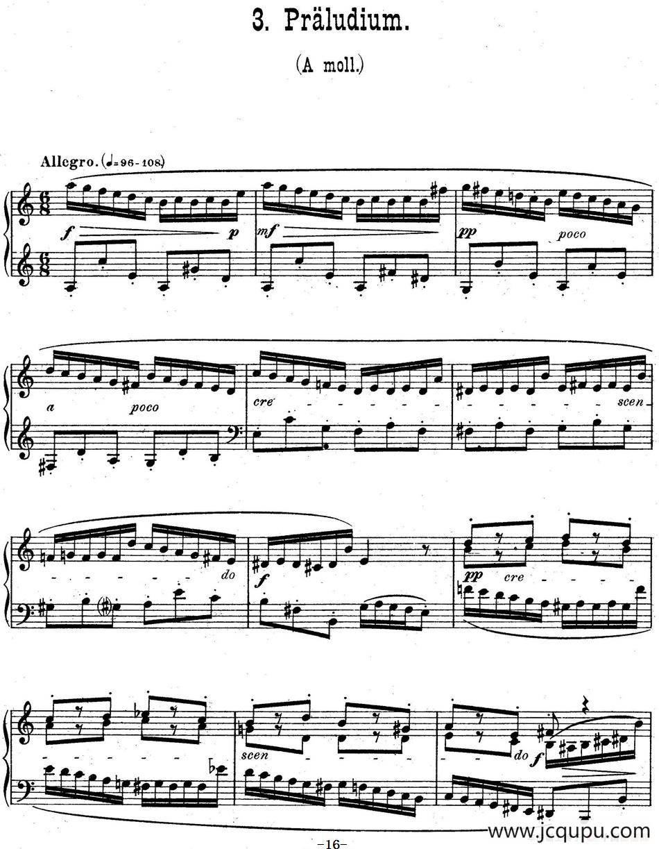 6 Preludes and Fugues Op.99（6首前奏曲与赋格·3）简谱