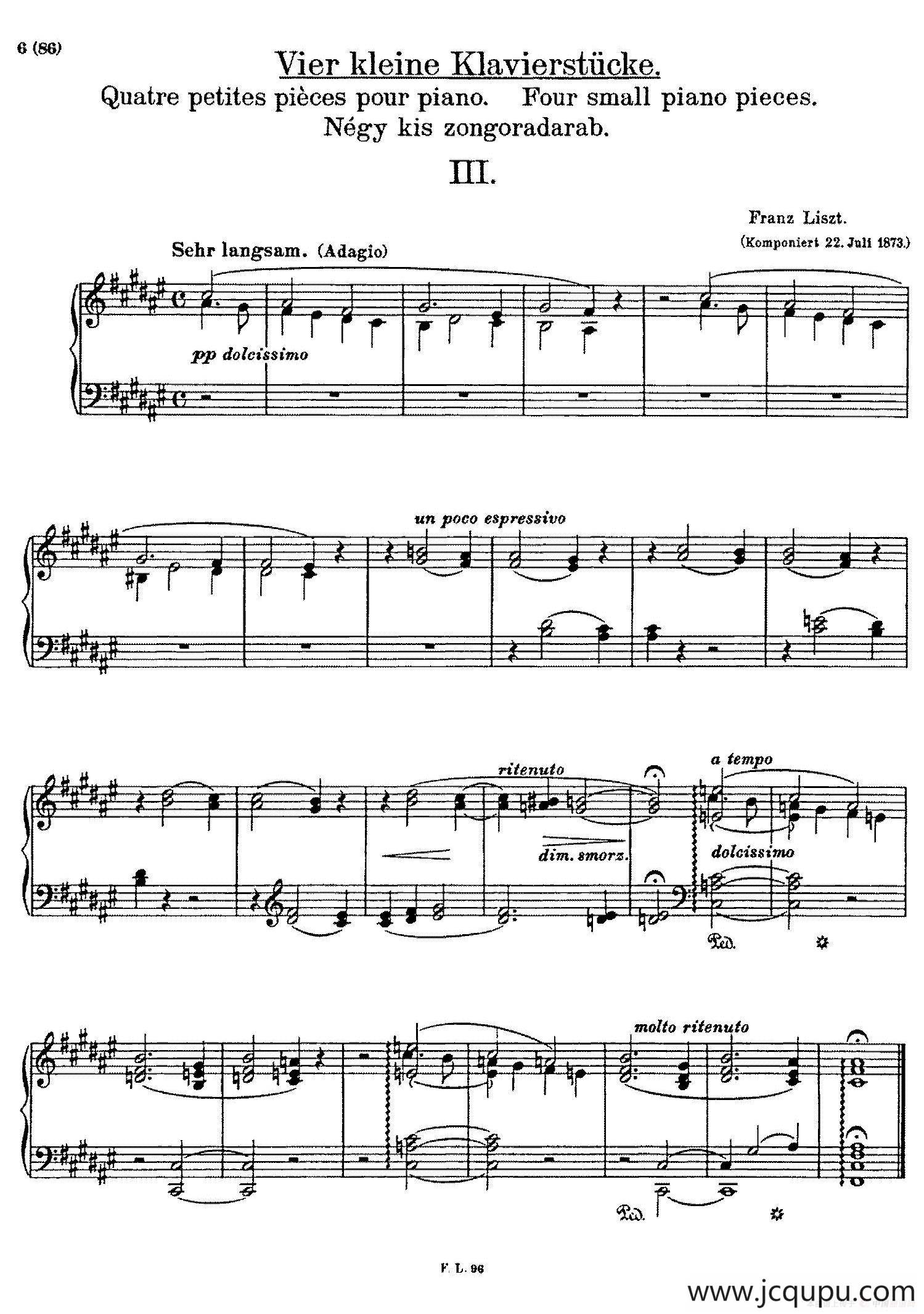 5 Klavierstücke S.192（5首钢琴小品·Ⅲ）简谱