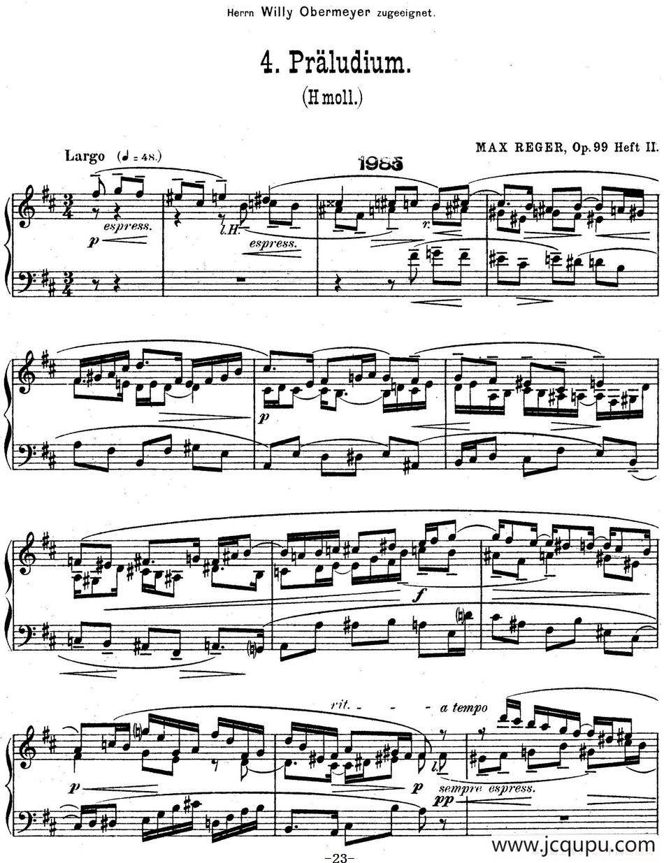 6 Preludes and Fugues Op.99（6首前奏曲与赋格·4）简谱