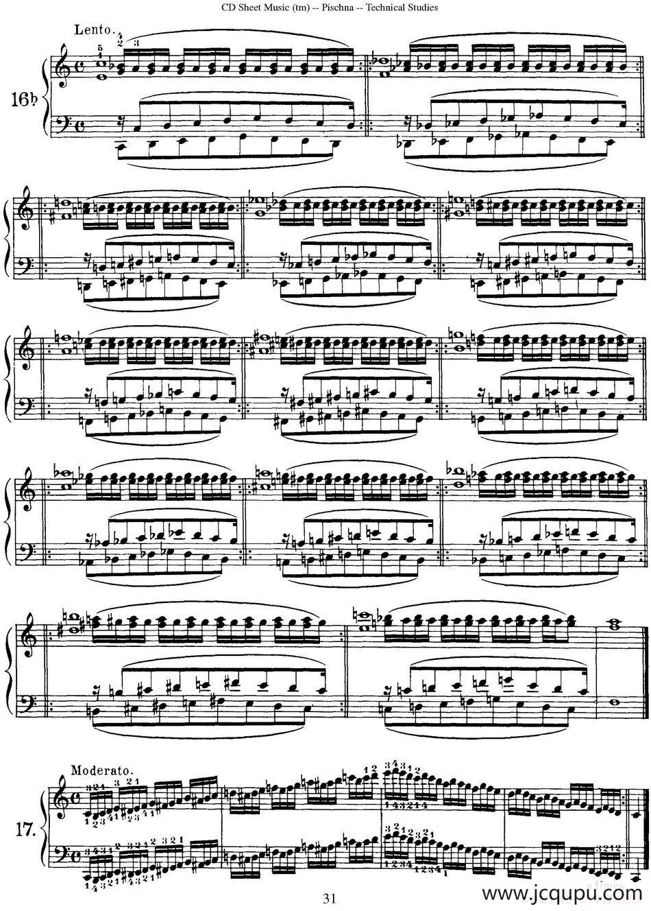 Technical Studies 60 Progressive Exercises（60首钢琴循序渐进练习曲 P31——40）简谱