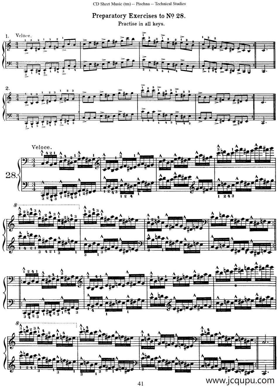 Technical Studies 60 Progressive Exercises （60首钢琴循序渐进练习曲 P41——50）简谱