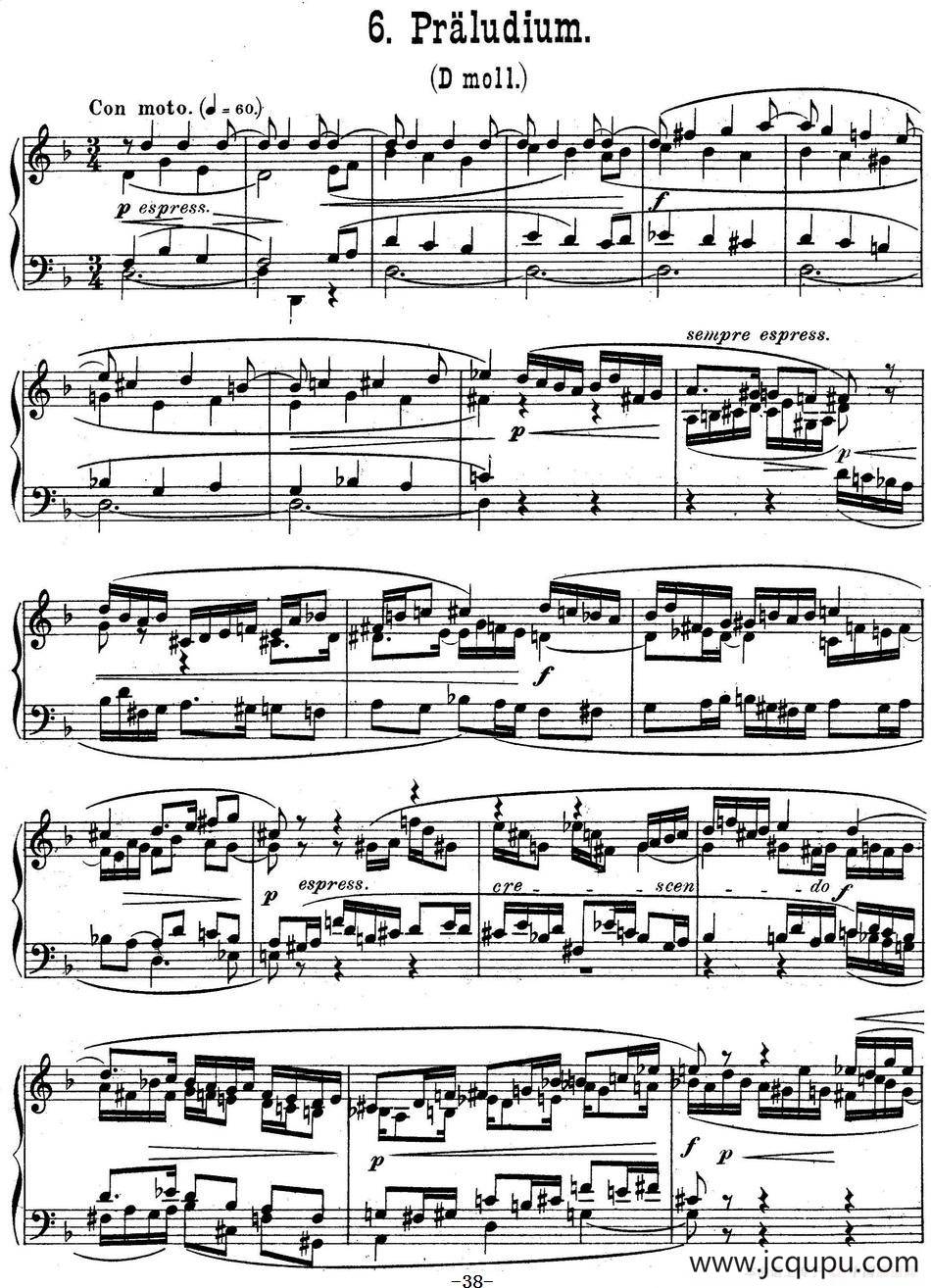6 Preludes and Fugues Op.99（6首前奏曲与赋格·6）简谱