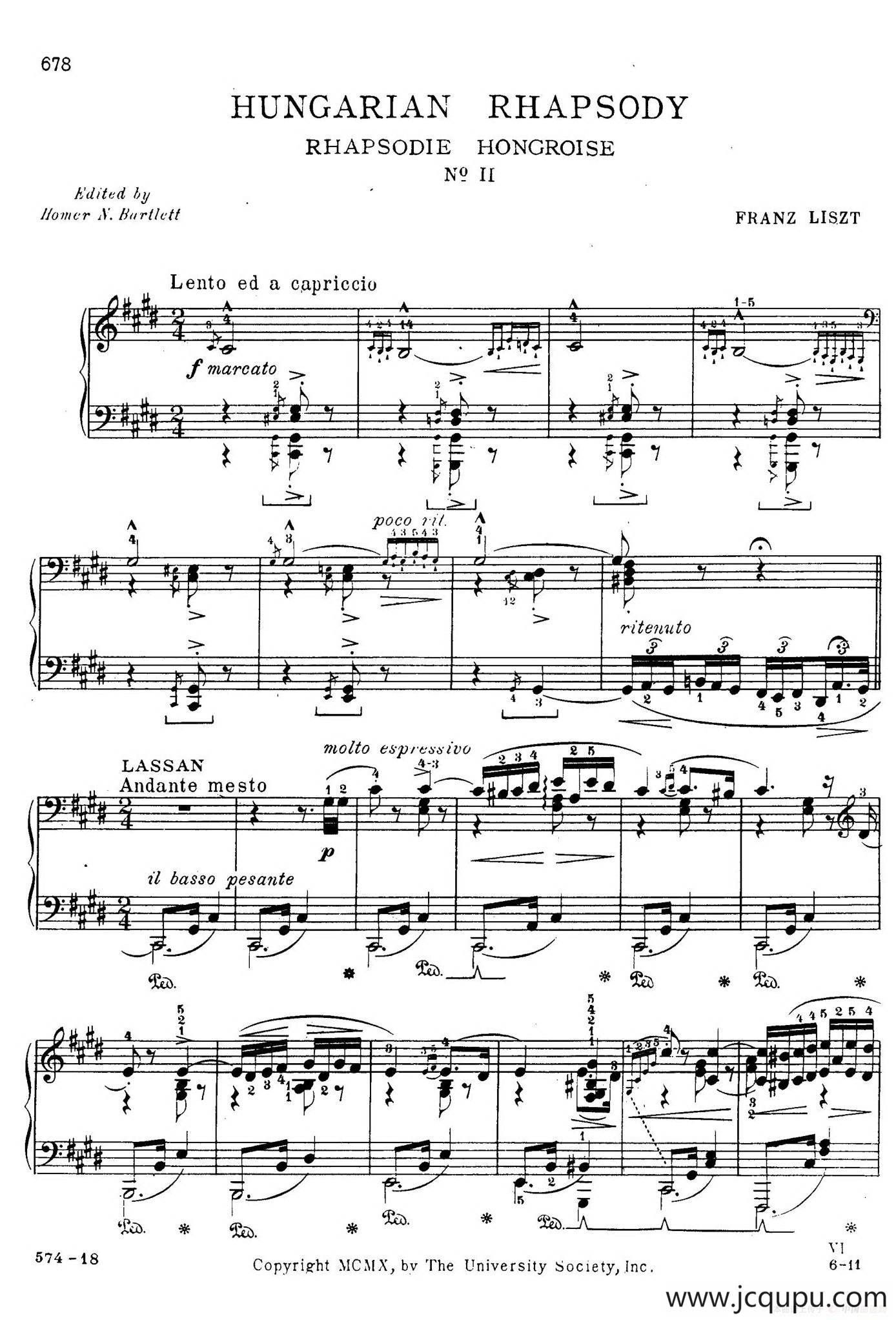 19 Rhapsodies Hongroises S.244 No.2（19首匈牙利狂想曲·第2首）简谱