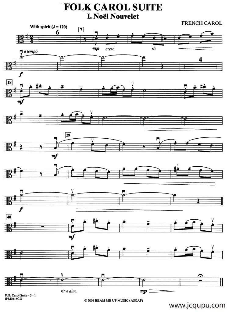 FOLK CAROL SUITE（中提琴分谱）简谱