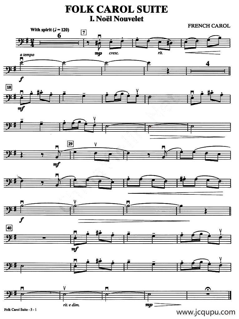 FOLK CAROL SUITE（大提琴分谱）简谱