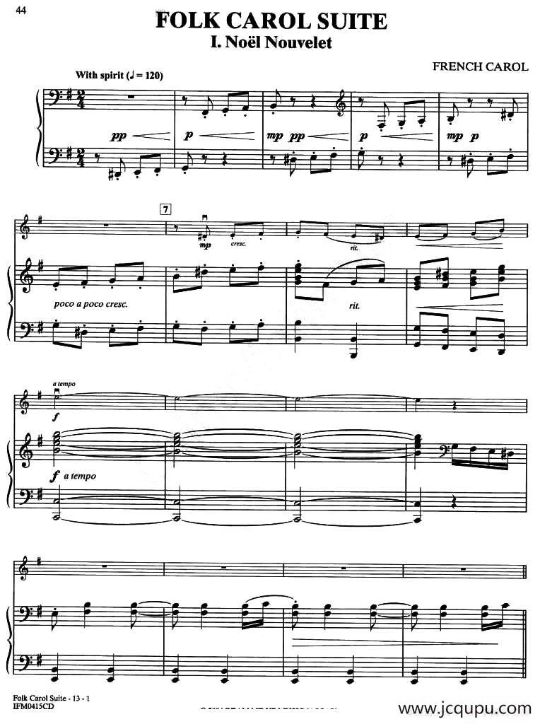 FOLK CAROL SUITE（钢琴伴奏）简谱